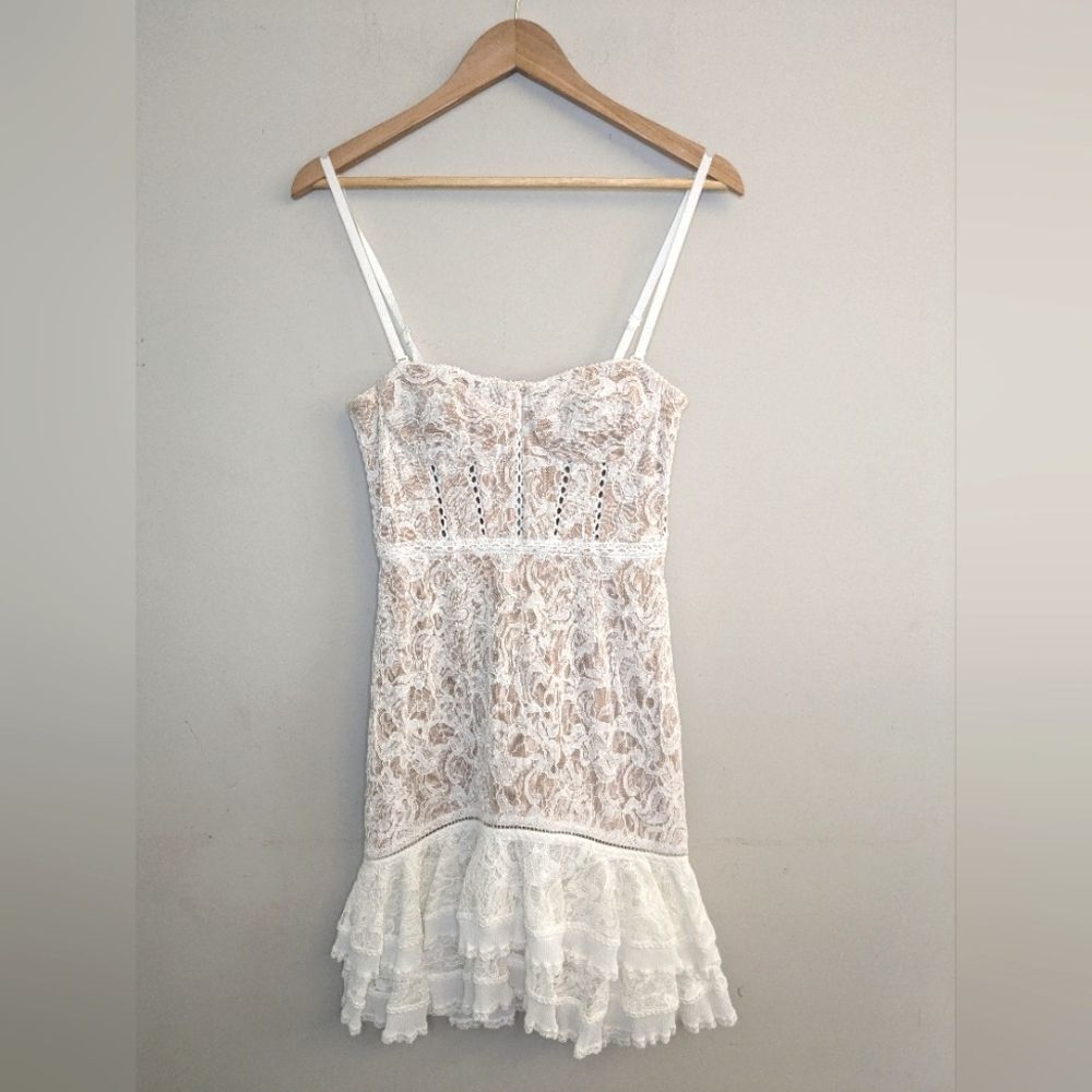 Jonathan Simkhai Multimedia Corded Lace Ruffle Dress Size 2